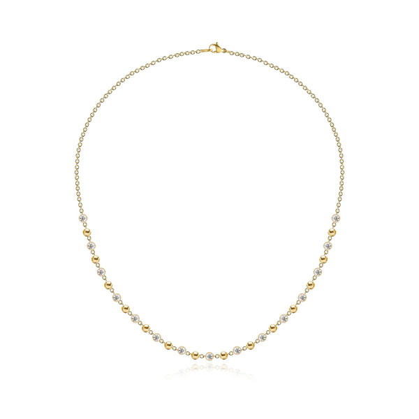 Gold and Diamonds Balls Necklace