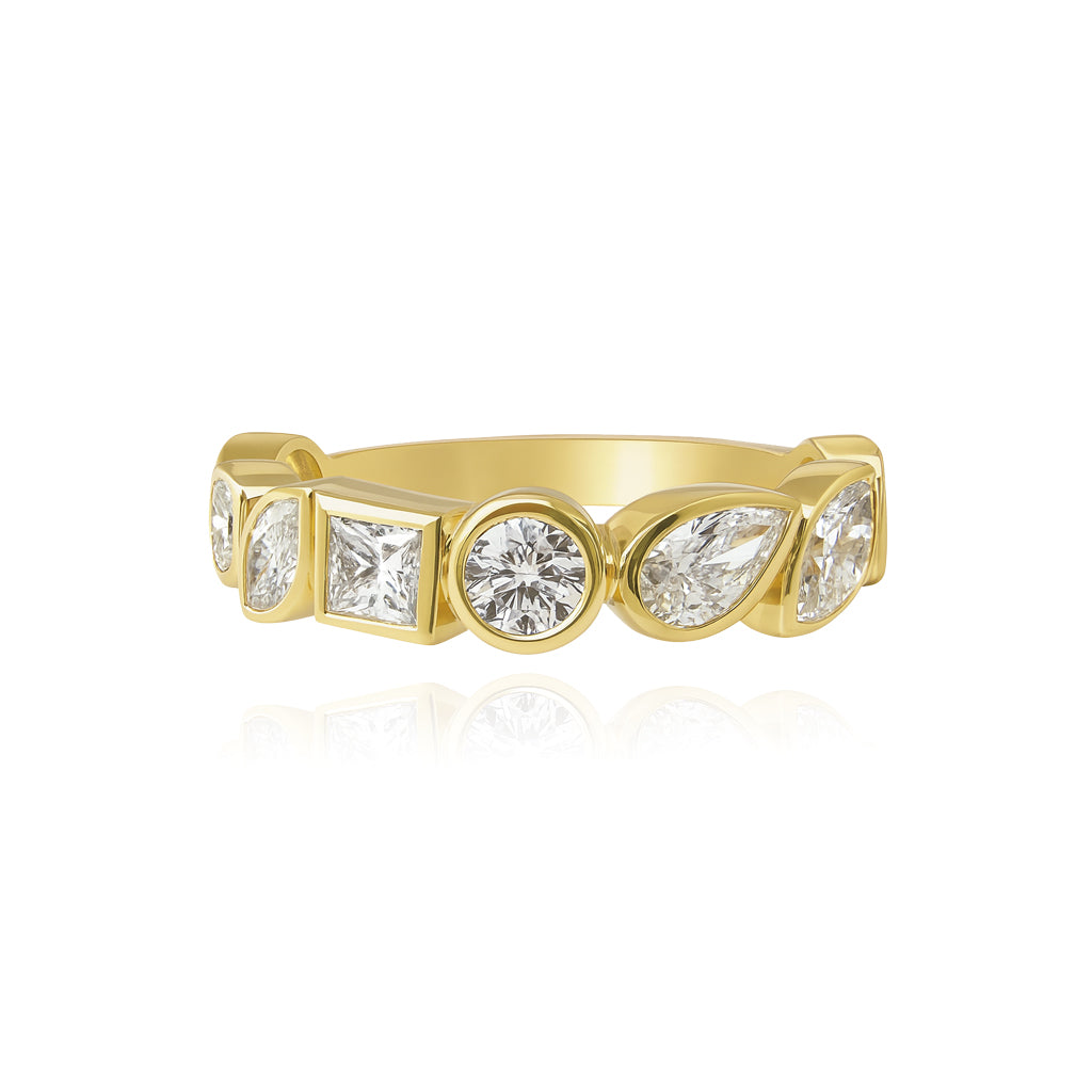 Large Bezel Diamond Multi Shape Ring