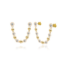 Load image into Gallery viewer, Gold and Diamonds Balls Chain Earrings
