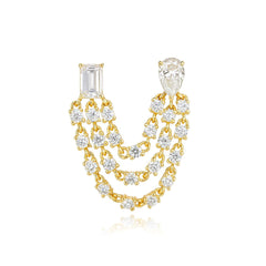 Two Diamond Triple Lab Chain Earring