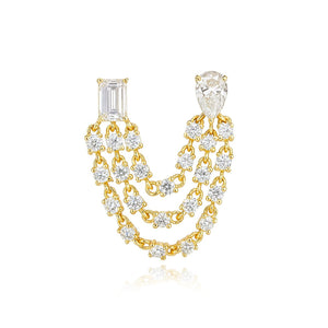 Two Diamond Triple Lab Chain Earring