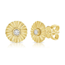 Load image into Gallery viewer, Striped Round Center Diamond Earrings
