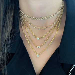 Bezel Emerald Cut Diamond Cuban Necklace