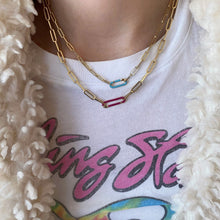 Load image into Gallery viewer, Small Enamel Clasp Paperclip Necklace
