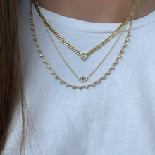 Load image into Gallery viewer, Mini Gold Diamond Open Evil Eye Necklace
