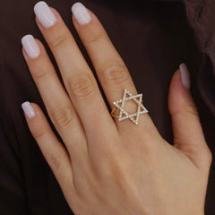Jumbo Pave Star of David Ring