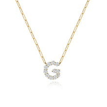 Load image into Gallery viewer, Large Diamond Paperclip Initial Necklace
