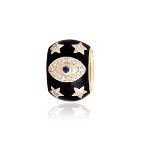 Diamond Evil Eye On Oval Black Onyx Charm