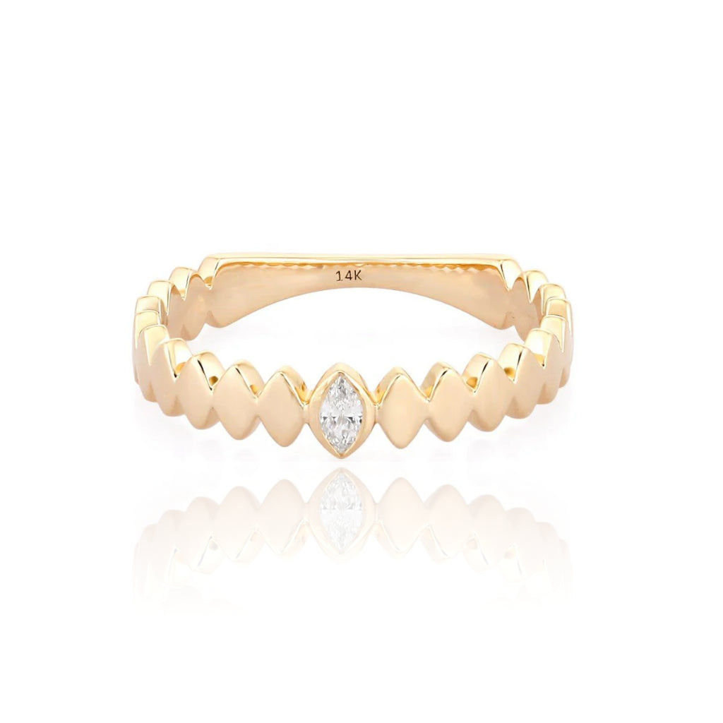 One Diamond Marquise Gold Ring
