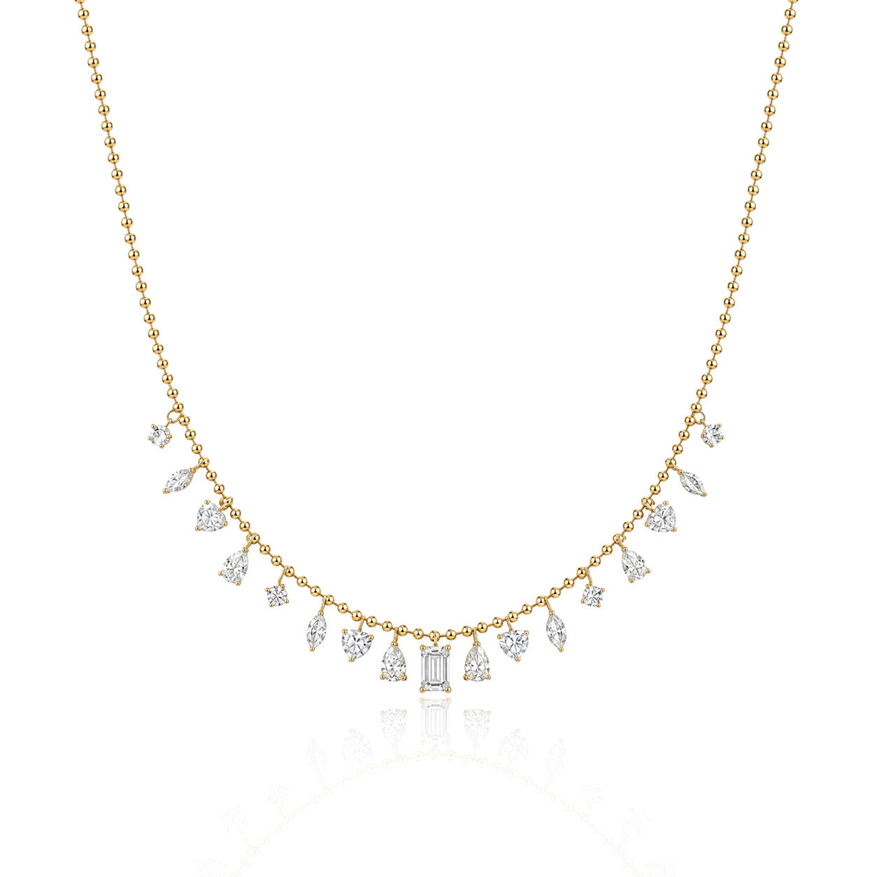 Lab Multi Shape Dangling Diamonds Ball Chain