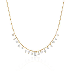 Lab Multi Shape Dangling Diamonds Ball Chain
