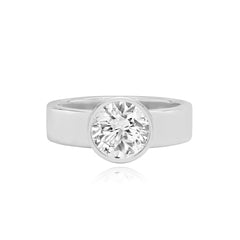 Diamond Bezel Shape Engagement Thick Gold Ring