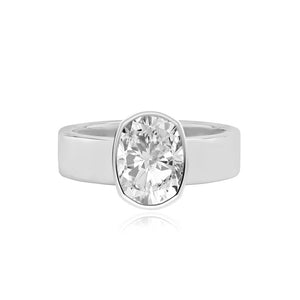 Diamond Bezel Shape Engagement Thick Gold Ring