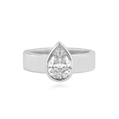 Diamond Bezel Shape Engagement Thick Gold Ring