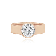 Load image into Gallery viewer, Diamond Bezel Shape Engagement Thick Gold Ring
