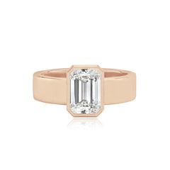 Diamond Bezel Shape Engagement Thick Gold Ring