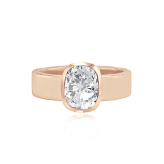 Diamond Bezel Shape Engagement Thick Gold Ring