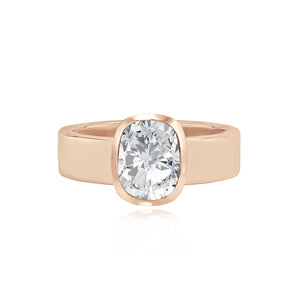 Diamond Bezel Shape Engagement Thick Gold Ring