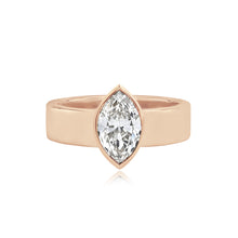 Load image into Gallery viewer, Diamond Bezel Shape Engagement Thick Gold Ring
