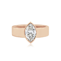 Diamond Bezel Shape Engagement Thick Gold Ring