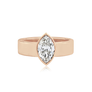 Diamond Bezel Shape Engagement Thick Gold Ring