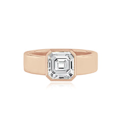 Diamond Bezel Shape Engagement Thick Gold Ring