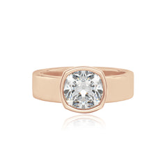 Diamond Bezel Shape Engagement Thick Gold Ring