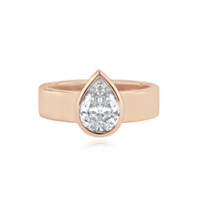 Load image into Gallery viewer, Diamond Bezel Shape Engagement Thick Gold Ring
