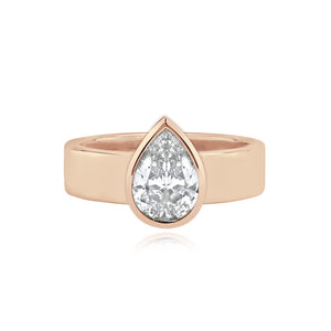 Diamond Bezel Shape Engagement Thick Gold Ring