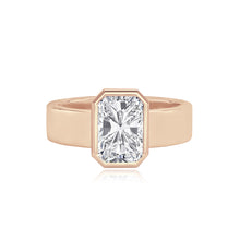 Load image into Gallery viewer, Diamond Bezel Shape Engagement Thick Gold Ring
