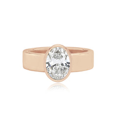Diamond Bezel Shape Engagement Thick Gold Ring