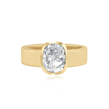 Load image into Gallery viewer, Large Diamond Bezel Shape Engagement Thick Gold Ring
