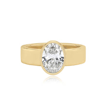 Load image into Gallery viewer, Large Diamond Bezel Shape Engagement Thick Gold Ring
