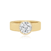 Load image into Gallery viewer, Large Diamond Bezel Shape Engagement Thick Gold Ring
