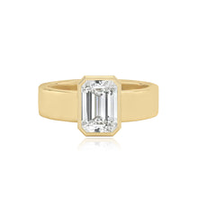 Load image into Gallery viewer, Large Diamond Bezel Shape Engagement Thick Gold Ring
