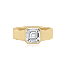 Load image into Gallery viewer, Large Diamond Bezel Shape Engagement Thick Gold Ring
