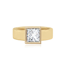 Load image into Gallery viewer, Diamond Bezel Shape Engagement Thick Gold Ring
