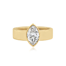 Load image into Gallery viewer, Diamond Bezel Shape Engagement Thick Gold Ring
