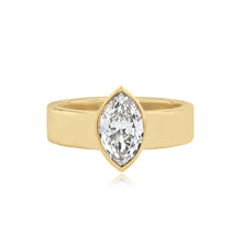 Load image into Gallery viewer, Large Diamond Bezel Shape Engagement Thick Gold Ring
