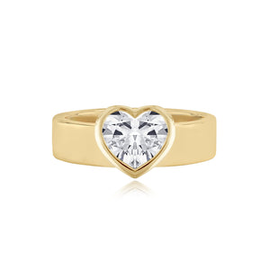 Diamond Bezel Shape Engagement Thick Gold Ring