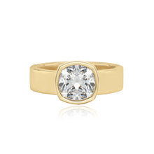 Load image into Gallery viewer, Diamond Bezel Shape Engagement Thick Gold Ring
