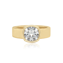 Load image into Gallery viewer, Large Diamond Bezel Shape Engagement Thick Gold Ring

