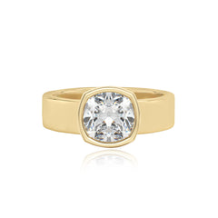 Diamond Bezel Shape Engagement Thick Gold Ring