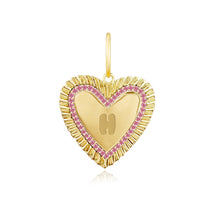 Load image into Gallery viewer, Large Fluted Pink Sapphire Outline Heart Charm
