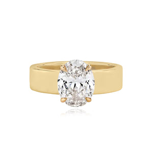 Large Diamond Shape Engagement Thick Gold Ring