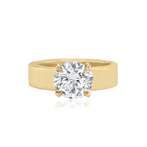 Diamond Engagement Thick Gold Band Ring