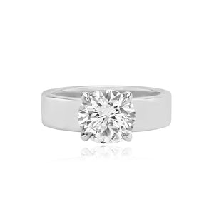 Large Diamond Shape Engagement Thick Gold Ring