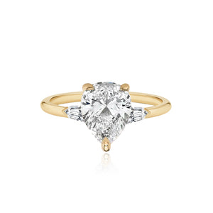 Large Diamond Gold Bullets Side Stones Engagement Ring