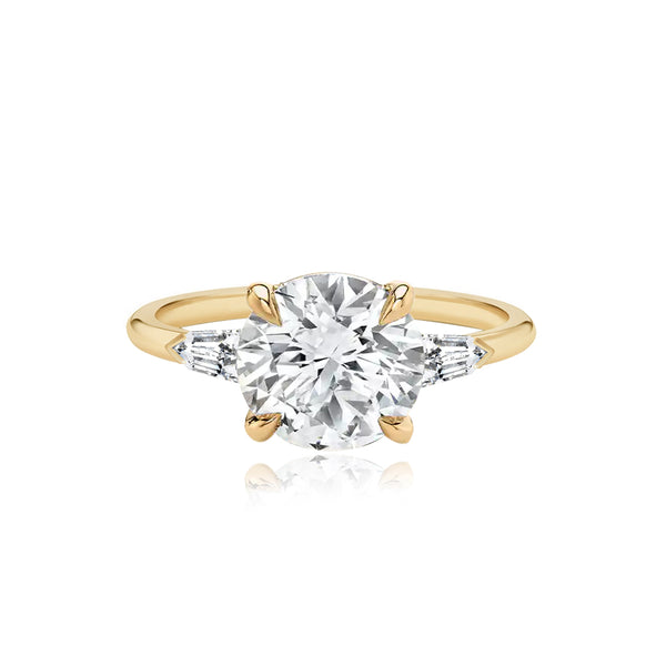 Diamond Gold Bullet Side Stones Engagement Ring