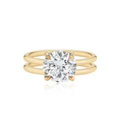 Diamond Double Gold Band Engagement Ring